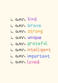 the words are written in different colors