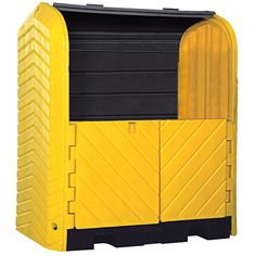 Safely store hazardous drums with this Vestil polyethylene hard top 2 drum storage container with drain DSHRT-2. This handy container allows you to store up to 2 drums at a time. Thanks to the 23 3/4" high head space, you can store your drums with rotary drum pumps and large conical funnels attached. This unit is built for outdoor use, and it has a polyethylene construction that is rust- and corrosion-resistant. It is lockable for secure storage, and is it able to be lifted and transported by fo Drum Storage, Industrial Storage Cabinets, Hazardous Waste, Industrial Storage, Top 4, Storage Container, How To Level Ground, Storage Containers, Storage Cabinets