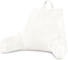 a white pillow that is shaped like an armrest with the back end folded up