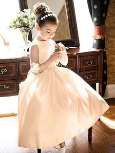 Cute Prom Dress, Tea Length Flower Girl Dress, Satin Flower Girl Dress, Cheap Flower Girl Dresses, Tea Length Wedding, Girls Dresses Online, Wedding Girl, Dress Tulle, Satin Short