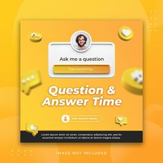 the question and answer time page is displayed on an orange background with yellow circles around it