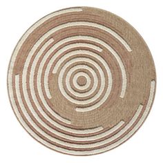 a brown and white rug with circles in the center on a white background, isolated