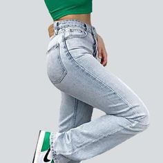 Prepare to make a statement this summer with our 90s-inspired light blue Women's Straight Jeans from the 2023 Spring-Summer Collection! With its high-waist. zipper and button closure. unprocessed hem. and effortless vintage charm. you'll be sure to turn heads wherever you go.Distinctive Features: 90s Style: Embrace the nostalgia of the 20th-century with this timeless vintage look. Light Wash: Look your best and beat the heat with the light wash of this stylish jean. Straight Fit: Enjoy the sleek Trendy Washed Blue High-waist Cropped Jeans, Trendy High Rise Light Wash Jeans, Trendy High Waist Washed Blue Cropped Jeans, Trendy High-waisted Cropped Jeans In Washed Blue, Non-stretch Straight Leg Light Blue Jeans, Trendy Washed Blue Summer Flare Jeans, Trendy Mid-rise Washed Blue Cropped Jeans, Trendy Straight Bottoms For Spring, Light Wash Non-stretch Jeans For Streetwear