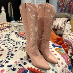 Super Cute Cowboy Boots. Nwt. Size 81/2. Roomy Calves! Spring Rodeo Moto Boots With Round Toe, Pink Knee-high Boots With Round Toe For Fall, Ankle-high Rodeo Boots For Spring, Ankle-high Boots For Rodeo In Spring, Ankle-high Boots For Spring Rodeo, Ankle-high Boots For Rodeo Spring Season, Western Ankle-high Spring Boots, Western Ankle-high Boots For Spring, Spring Western Ankle-high Boots