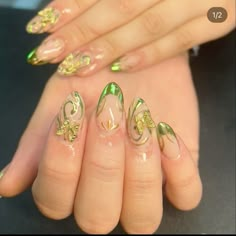 Butterly fairy Green Tinkerbell Nails, August Peridot Nails, Fairy Like Nails, Cute Fairy Nails, Fairy Nail Art Design, Tinker Bell Inspired Nails, Tinkerbell Nail Art, Fairy Theme Nails