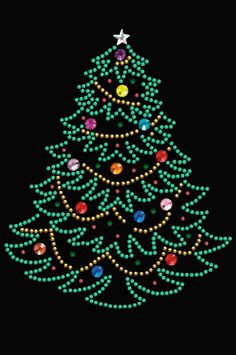 a beaded christmas tree on a black background