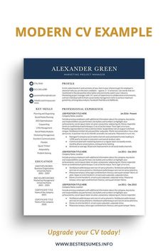 the modern cv resume template is ready to be used as an example for any job