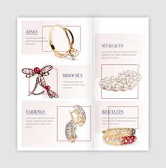 the brochure features different types of jewelry