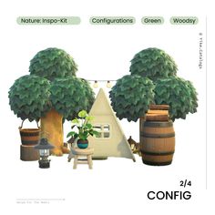 an image of a website page with trees and potted plants in front of it