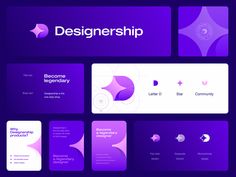 purple and white business card design templates with rounded shapes on the front, back and sides