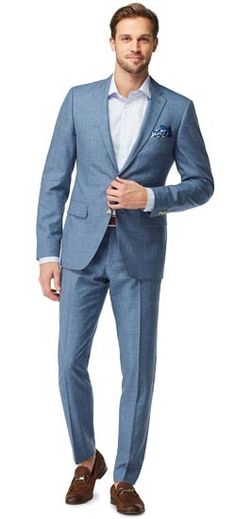 Suits For Guys, Custom Suits Men, Mens Suits Modern, Light Blue Suit, Made To Measure Suits, Knit Suits, Dark Suit, Custom Suit, Summer Suits