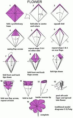 instructions to make an origami flower