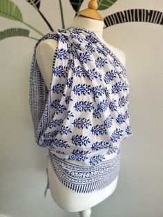 A gorgeous Mediterranean blue and white block printed sarong with a strong paisley print and coordinating border.  Measuring 1m 80 x 1m, this handmade sarong features a vibrant geometric block printed motif and makes a stunning cover up on the beach.  It does so much more however and is a 'must pack' summer piece. I never go away to the sun without at least three! They are simply so versatile making wonderful wrap skirts, scarves, tops, beach dresses and head wraps.  In short, this beautiful sar Maxi Kaftan, Cooler Style, Mediterranean Blue, Women's Cover Up, Sarong, Cotton Voile, Swimwear Cover, Swimwear Cover Ups, Beach Dresses