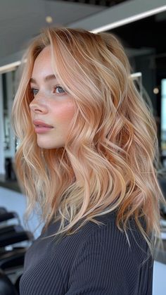 25 Fiery Strawberry Blonde Hair Inspirations Icy Strawberry Blonde Balayage, Golden Curly Hair, Vivid Hair, Strawberry Hair