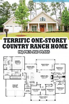 the floor plan for a country ranch home