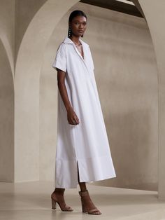 White Poplin Dress, Kaftan Style, Maxi Dress Online, Poplin Dress, Oversized Style, White Maxi, Banana Republic Dress, White Maxi Dresses, Sewing Inspiration