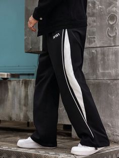 Men's Plus Size Color-Block Simple Daily Wear Straight Pants Black    Woven Fabric  Jogger Non-Stretch All Men Plus Size Clothing, size features are:Bust: ,Length: ,Sleeve Length: Sporty Full Length Streetwear Joggers, Urban Full-length Sports Pants, Black Breathable Sweatpants For Streetwear, Full-length Joggers With Pockets For Streetwear, Men’s Track Pants, Athletic Joggers, Men Plus Size, Shorts Casual