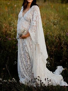 Momyknows Floral Lace Backless Boho Baby Shower Flare Sleeve Pregnant Maternity Photoshoot Maxi Dress Boho Baby Shower Dress For Mom, Winter Maternity Dress, Momma Outfits, Bohemian Maternity, Boho Maternity Dress, Months Of Pregnancy, Bump Ahead, Cute Pregnancy Pictures, Plus Size Crop Tops