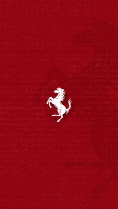 a red wallpaper with a white horse on it's back and the word ferrari written