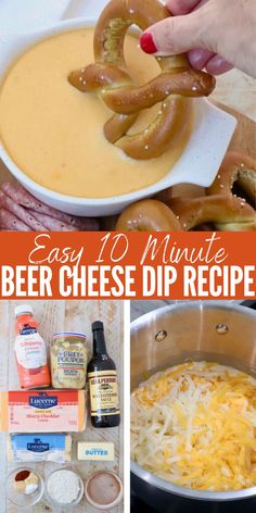 easy 10 minute beer cheese dip recipe with pretzels and cheddar bread