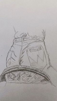 a drawing of a bag sitting on top of a table