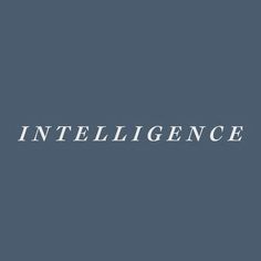 an image of the word'intelligence'written in white on a dark blue background