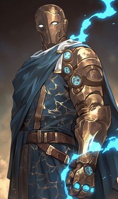 an image of a man in armor with lightning