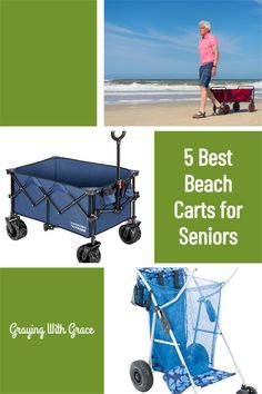 a collage of beach carts for seniors