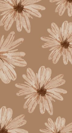 a brown and white flower pattern on a tan background