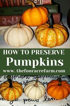 several pumpkins with the title how to preserve pumpkins