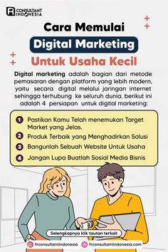 an advertisement for digital marketing, with two people talking to each other and one person sitting at