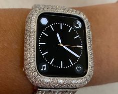 Apple Watch Bezel Cover Rose Gold With Lab Diamonds Metal Case | Etsy Apple Watch Bracelets, Diamond Bling