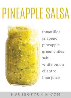 the recipe for pineapple salsa in a jar