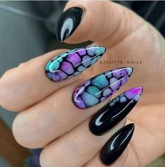 Halloween Makeup Aesthetic, Bubble Nails, Blending Colors, Cute Halloween Makeup, Witchy Nails, Edgy Nails, Her Nails