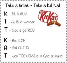 a poster with words and pictures on it that say, take a break - take a kitkatt