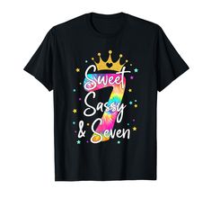 PRICES MAY VARY. Sweet Sassy And Seven 7 Years Old Girls 7th Birthday Girl Shirt. Colorful Sweet Sassy and Seven is a Great 7th Birthday Idea for Presents 7 Years Old Kids, Princess, Girls, Sister, Daughter, Granddaughter, Nephew, and Kids to Celebrate 7th Bday Party. Sweet Sassy and Seven Birthday shirt, colorful 7th birthday party decorations for little big sister girls turning 7 years old. Great birthday gift for your princess, girl, daughter, granddaughter, niece to celebrate 7th bday party. Lightweight, Classic fit, Double-needle sleeve and bottom hem Sweet Sassy And Seven Birthday, Seven Birthday Shirt, Girls 7th Birthday, Old Tshirt, Birthday Girl T Shirt, Girls Sister, Birthday Girl Shirt, Birthday Idea, Princess Girl