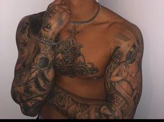 Arm Tattoos Lettering, Mens Body Tattoos, Full Chest Tattoos, Masculine Tattoos, Taboo Tattoo, Mens Body, Small Chest Tattoos, African Tattoo, Full Sleeve Tattoo Design