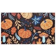 an orange and blue fall themed door mat