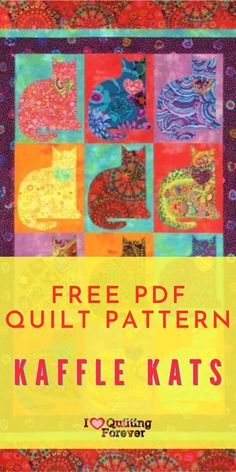 a book cover with an image of cats in squares and the title free pattern kaffee