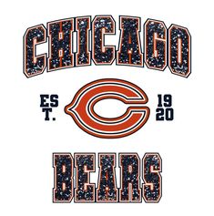 chicago bears t - shirt design with the words chicago bears in black and orange letters