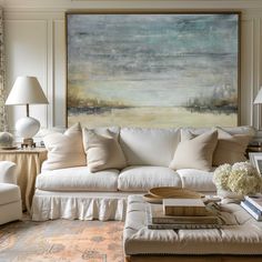 Abstract Beach Art Extra Large Sky And Sea Painting Modern Seascape Paintings Modern Coastal Interior Design, Abstract Beach Art, Sky Abstract, Coastal Interior, House Crafts, Coastal Interiors Design, Doll House Crafts, Custom Frames, White Minimalist