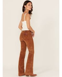 Women’s Flare Pants, Wrangler Corduroy Pants, Burnt Orange Pants Outfit, Corduroy Pants Outfit Women, Orange Pants Outfit, Womens Corduroy Pants, Wrangler Jeans Women's, Corduroy Pants Outfit, Thrift Inspo