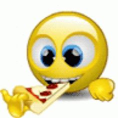 an emoticive smiley face holding a piece of paper in its mouth and pointing at it