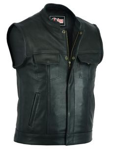 Our new Motorcycle Motorbike Cut Off Vest With Chrome Leather Biker Sons of Anarchy.   Material: Real Soft Quality Leather Color: Black 5 Press stud front fastening and Zip 4 Front pockets Snap closer One inside pocket Fully lined Mens Leather Waistcoat, Sons Of Anarchy Motorcycles, New Motorcycles, Sons Of Anarchy