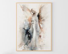 an angel painting hanging on the wall