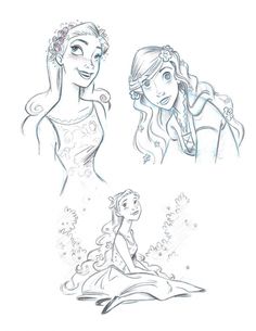 some drawings of princesses from disney's animated movie, the little mermaid and rapp