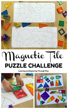 the magnetic tile puzzle challenge is an easy activity for kids to learn how to use it