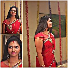 Krithika Annamalai, Sridevi Ashok, Gal Gardot, Red Saree, Face Images