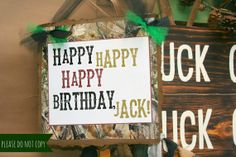 a sign that says happy happy birthday jack o'lantern