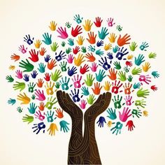 a hand tree with many different colored hands